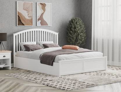 Yebes Wooden White Gas Lift Bed Frame