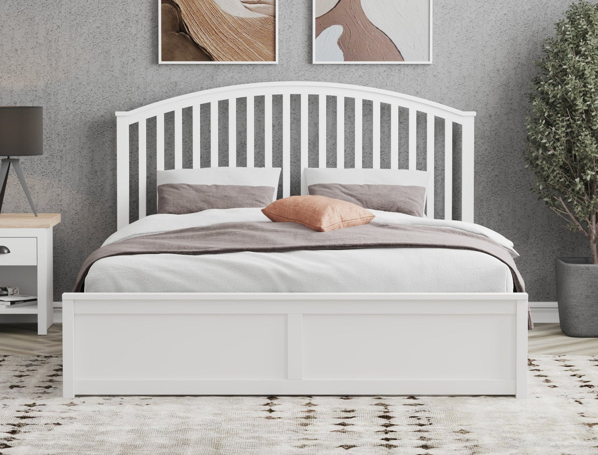 Yebes Wooden White Gas Lift Bed Frame