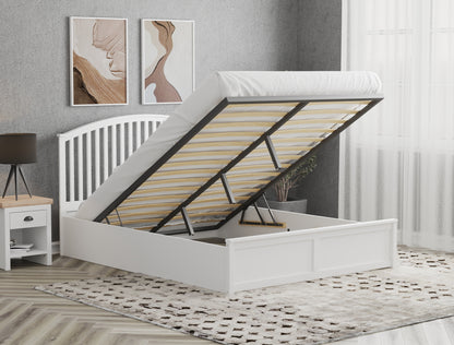Yebes Wooden White Gas Lift Bed Frame