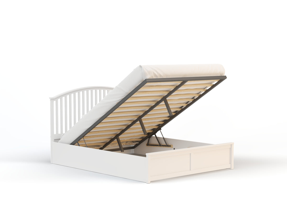 Yebes Wooden White Gas Lift Bed Frame