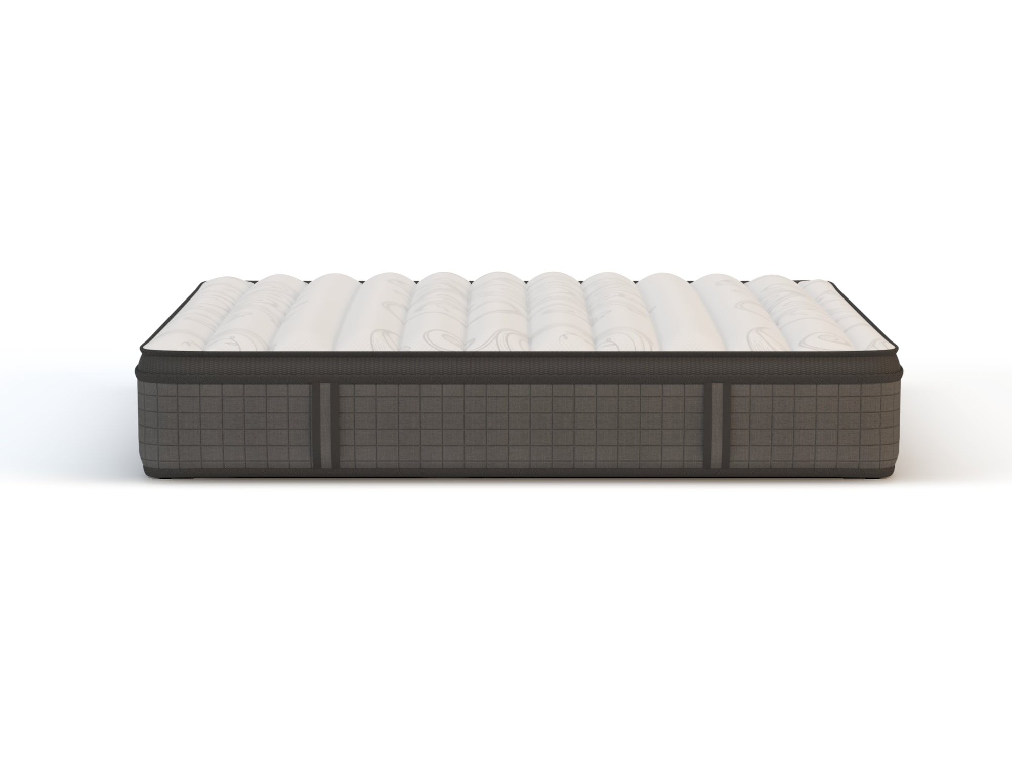 side view of a king mattress in a white background