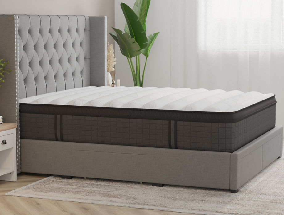 side view of a king single mattress on a bed frame in a bedroom from Isaak