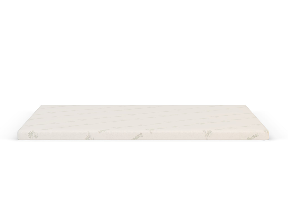 side view of a king mattress topper in white background