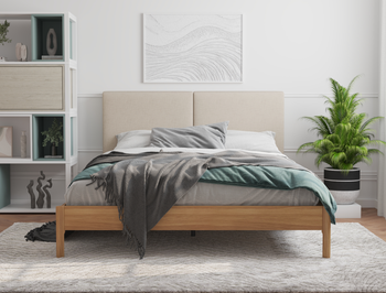 Isaak Beige White Oak Natural Double Bed Frame