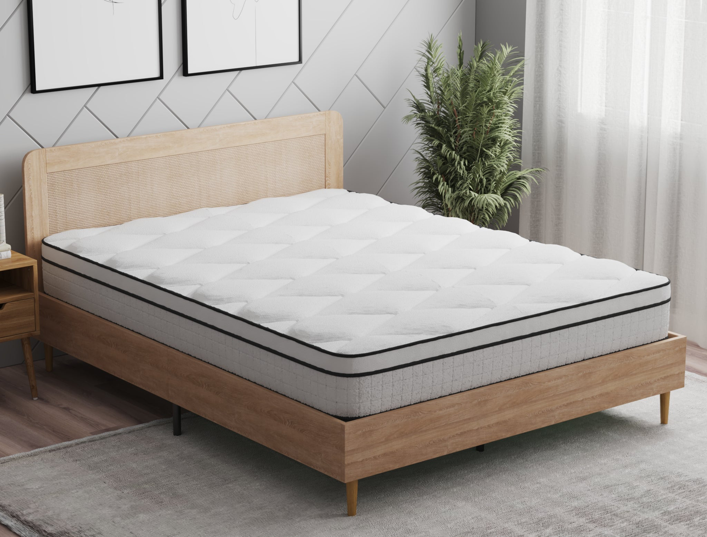 top view of a double mattress on a bed frame in a bedroom from Isaak