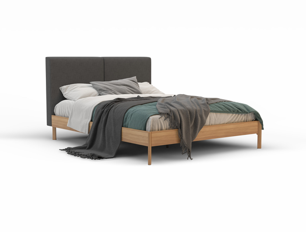 Isaak Charcoal Natural Double Bed Frame