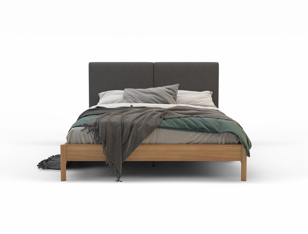 Isaak Charcoal Natural Double Bed Frame