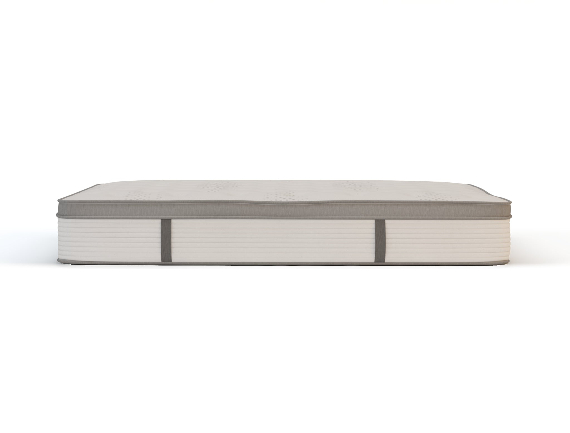 side view of a king mattress in a white background