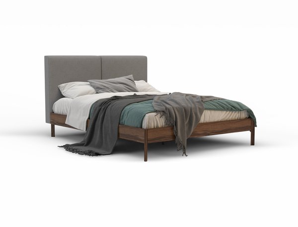 Isaak Grey Walnut King Single Bed Frame