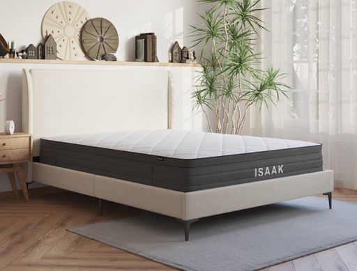 top view of a double mattress on a bed frame in a bedroom from Isaak