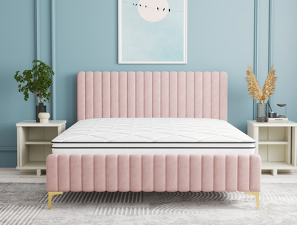 front view of a double mattress on a bed frame in a bedroom from Isaak