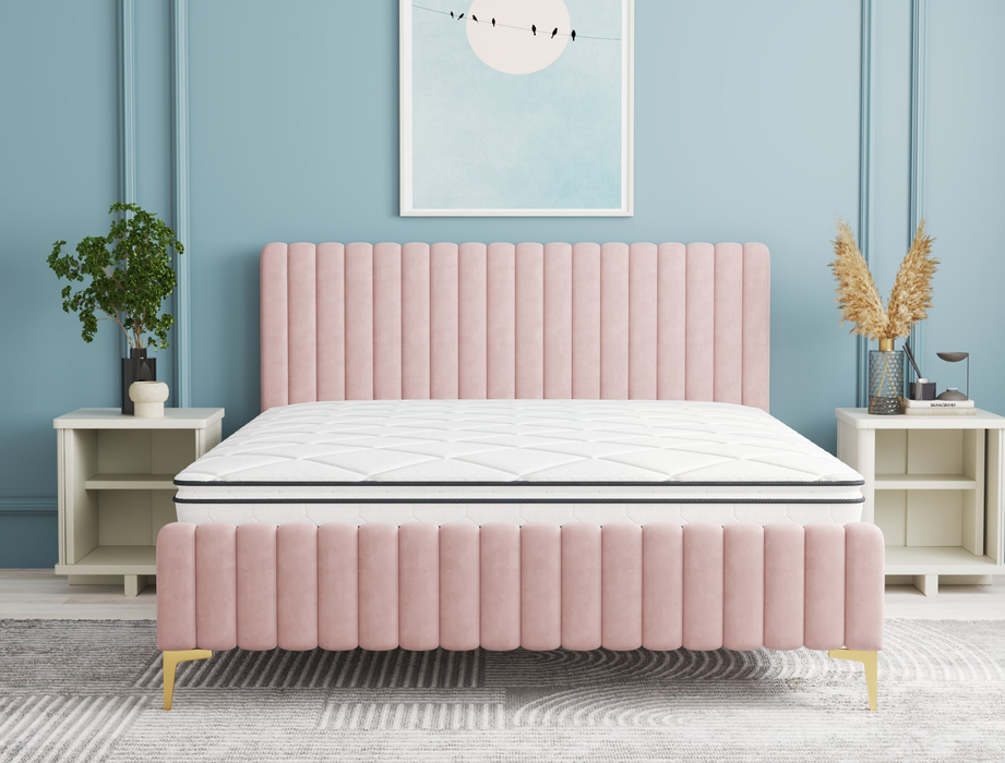 front view of a king single mattress in a bed frame in a bedroom from Isaak