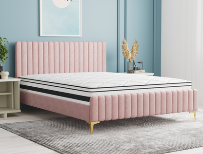 top view of a queen mattress on a bed frame in a bedroom from Isaak