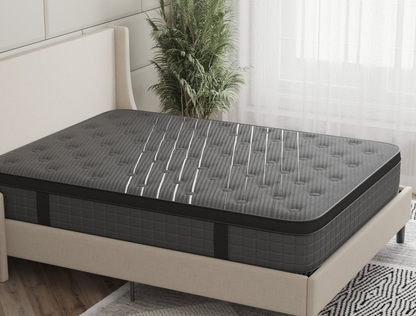 top view of a double mattress on a bed frame in a bedroom from Isaak 2