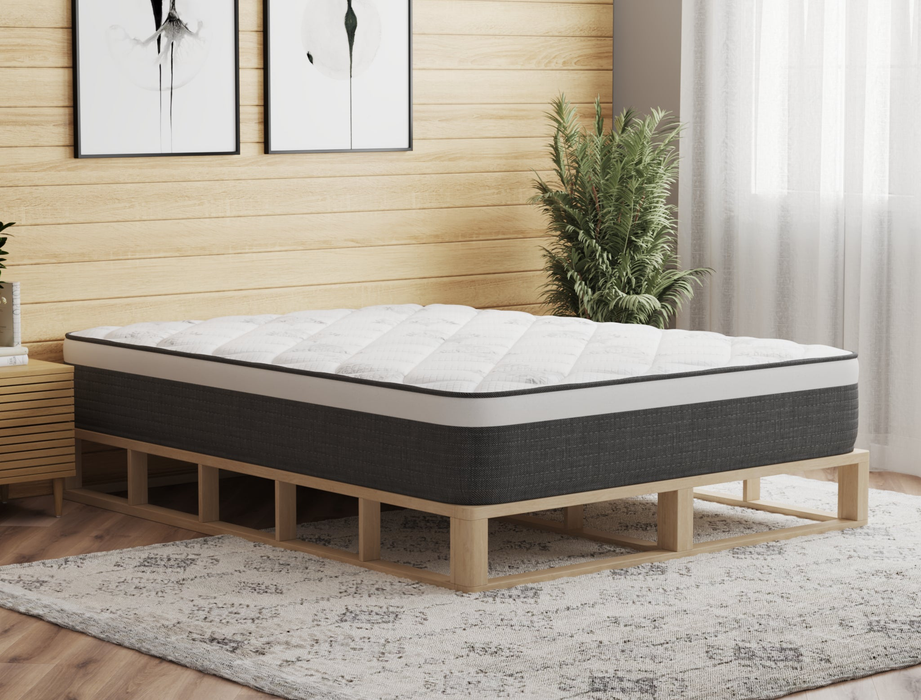 top view of a double mattress on a bed frame in a bedroom from Isaak 2