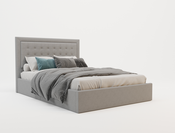 Julianna Grey Fabric Gas Lift Double Bed Frame