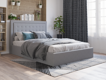 Julianna Grey Fabric Gas Lift Queen Bed Frame