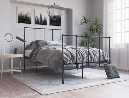 top view of a king single bed frame with mattress and pillows in a bedroom from Isaak