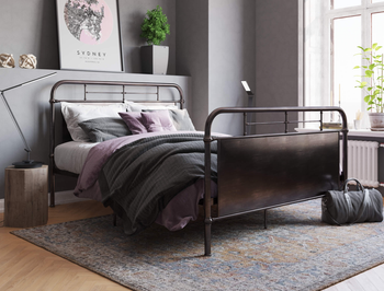 Kingston Brown Metal Double Bed Frame