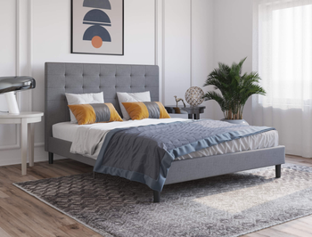 Kylie Grey Fabric King Bed Frame