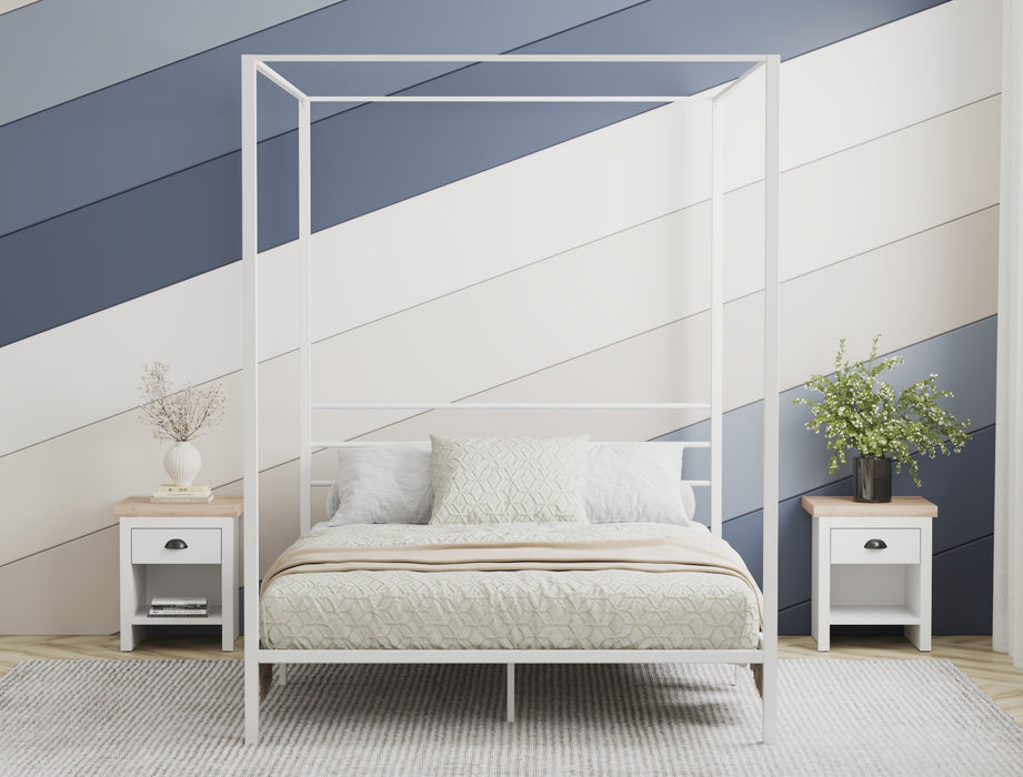 Hero Canopy Metal White Bed Frame