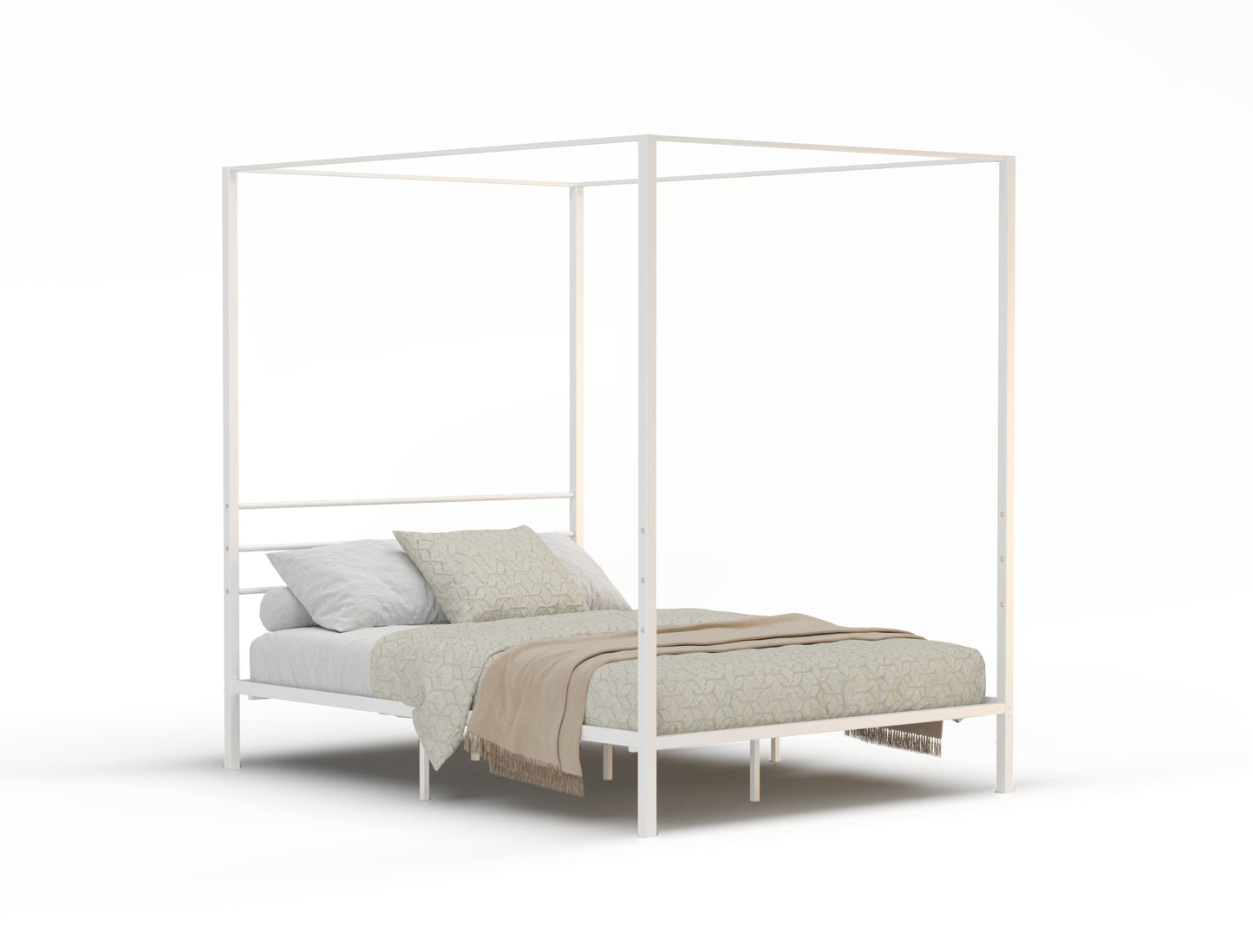 Hero Canopy Metal White Bed Frame