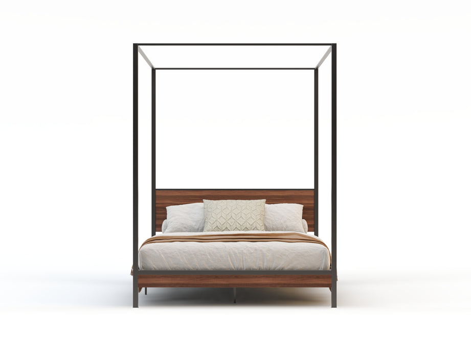 Hero Canopy Wooden Metal Walnut Bed Frame