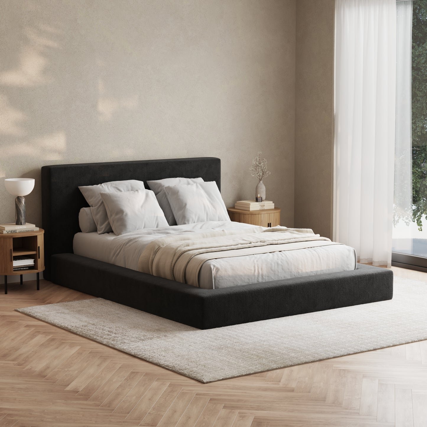Marshmallow Bed Low Pile Chinelle Soft Black