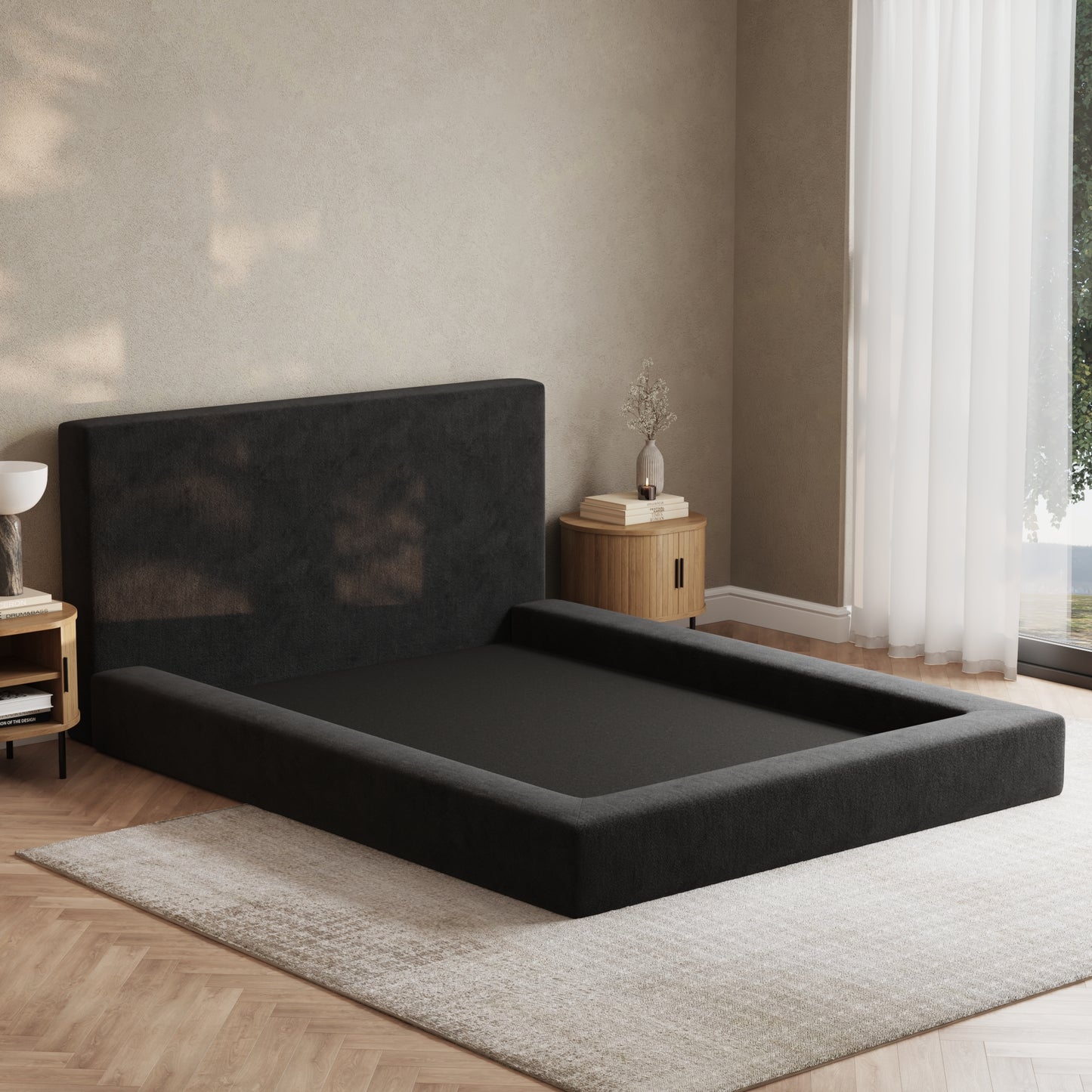 Marshmallow Bed Low Pile Chinelle Soft Black