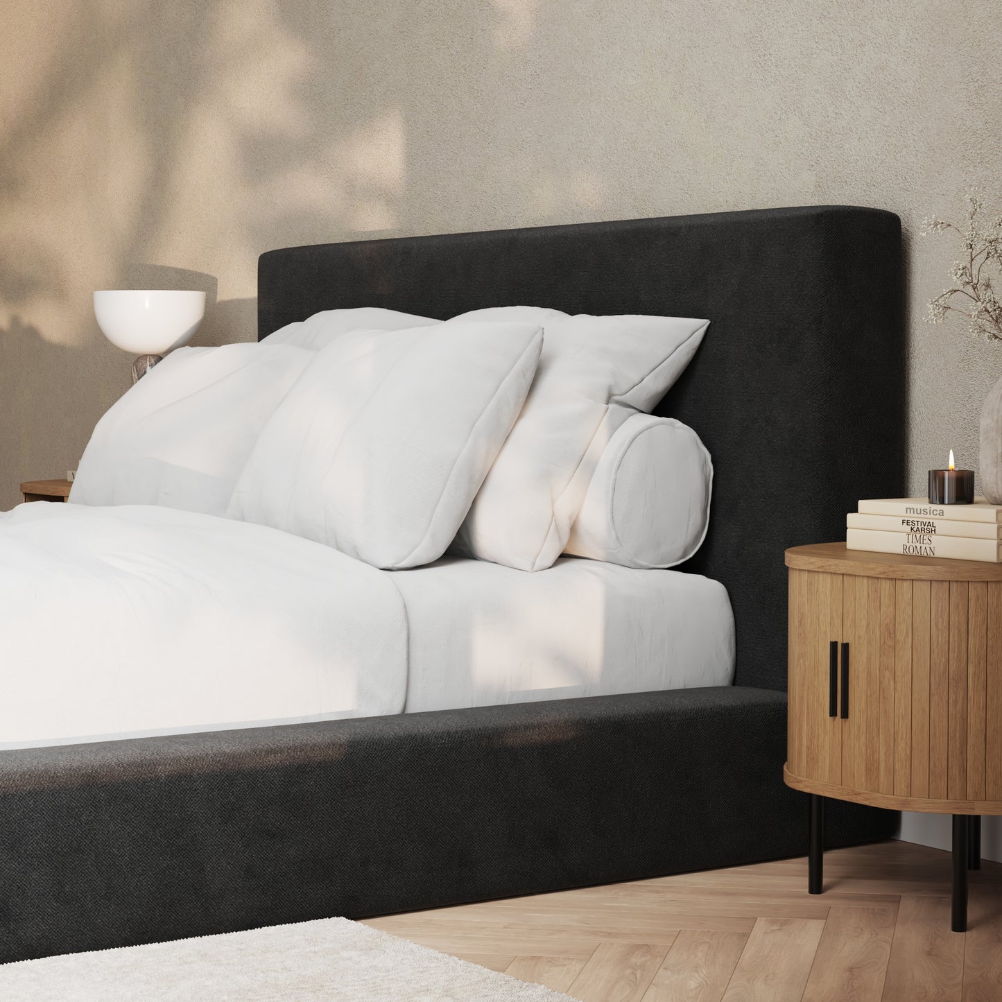 Marshmallow Bed Low Pile Chinelle Soft Black