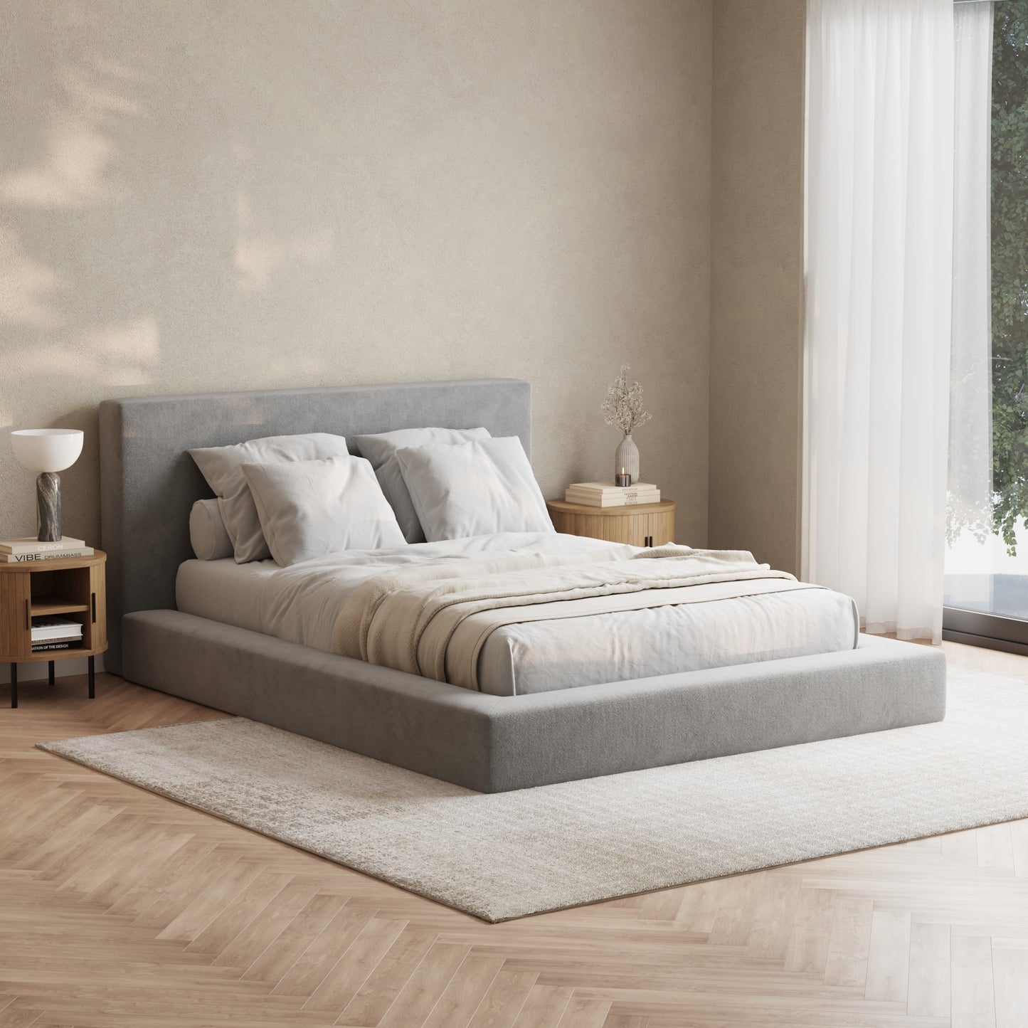Marshmallow Bed Low Pile Chinelle Soft Grey