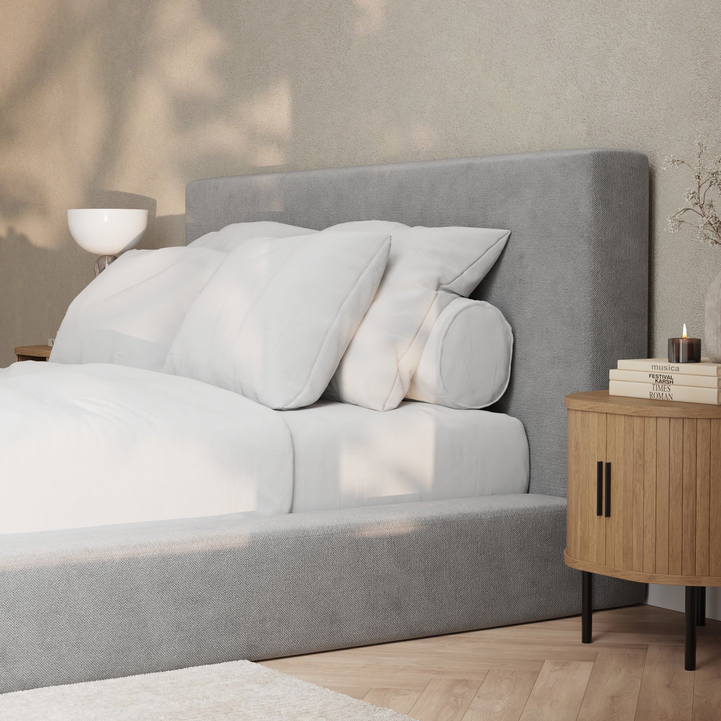Marshmallow Bed Low Pile Chinelle Soft Grey