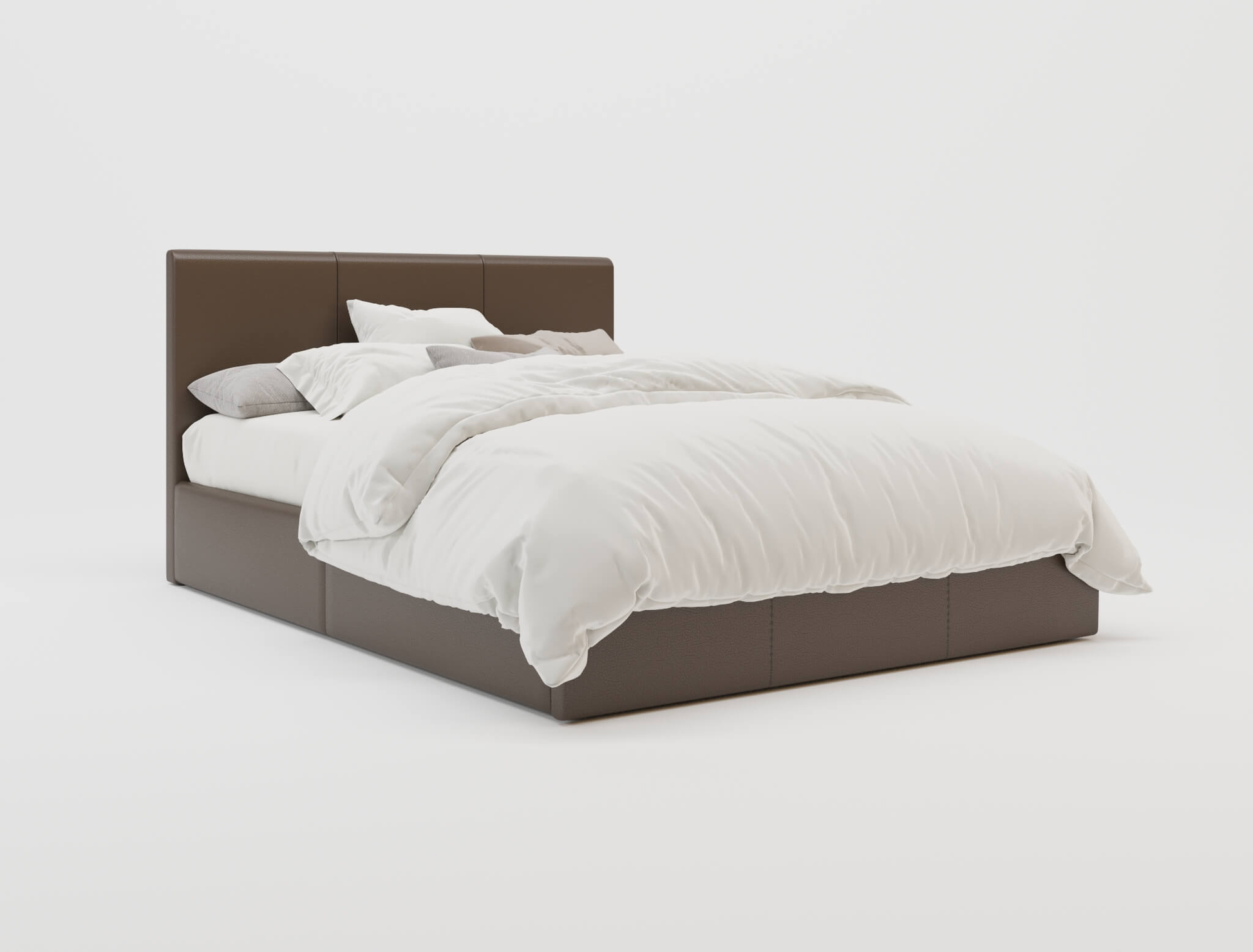 top view of a king single bed frame with mattress and pillows in a white background from Isaak