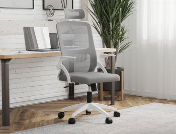 Archer Ergonomic Office Chair Grey Mesh/ White Frame