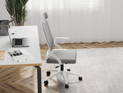 Archer Ergonomic Office Chair Grey Mesh/ White Frame