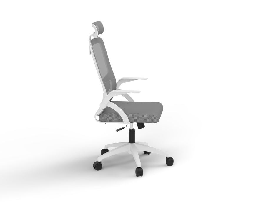 Archer Ergonomic Office Chair Grey Mesh/ White Frame