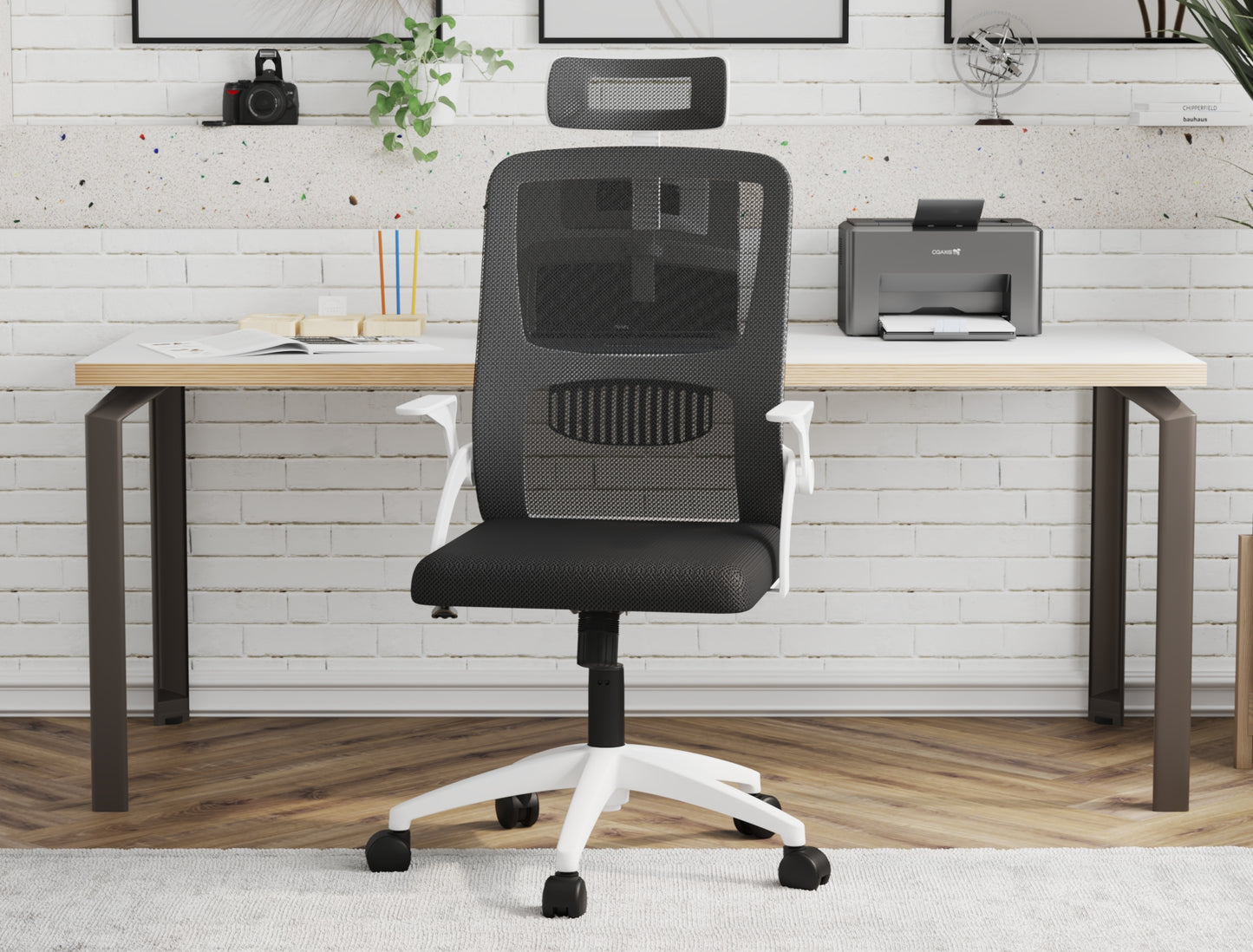 Archer Ergonomic Office Chair Black Mesh/ White Frame