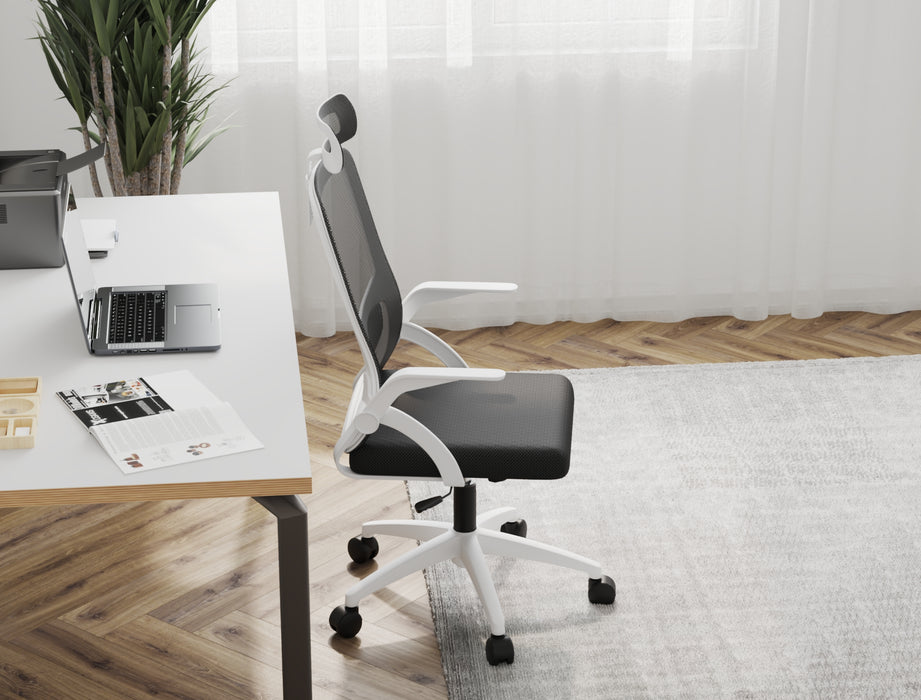 Archer Ergonomic Office Chair Black Mesh/ White Frame