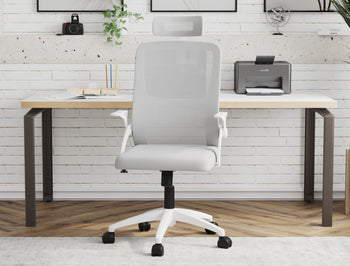 Archer Ergonomic Office Chair Light Grey Mesh/ White Frame