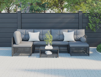 Acacia Black 7 Piece Outdoor Wooden Lounge Set