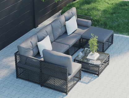 Acacia Black 7 Piece Outdoor Wooden Lounge Set