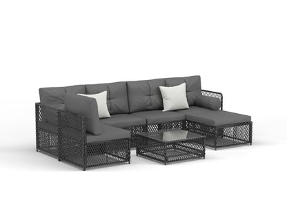 Acacia Black 7 Piece Outdoor Wooden Lounge Set