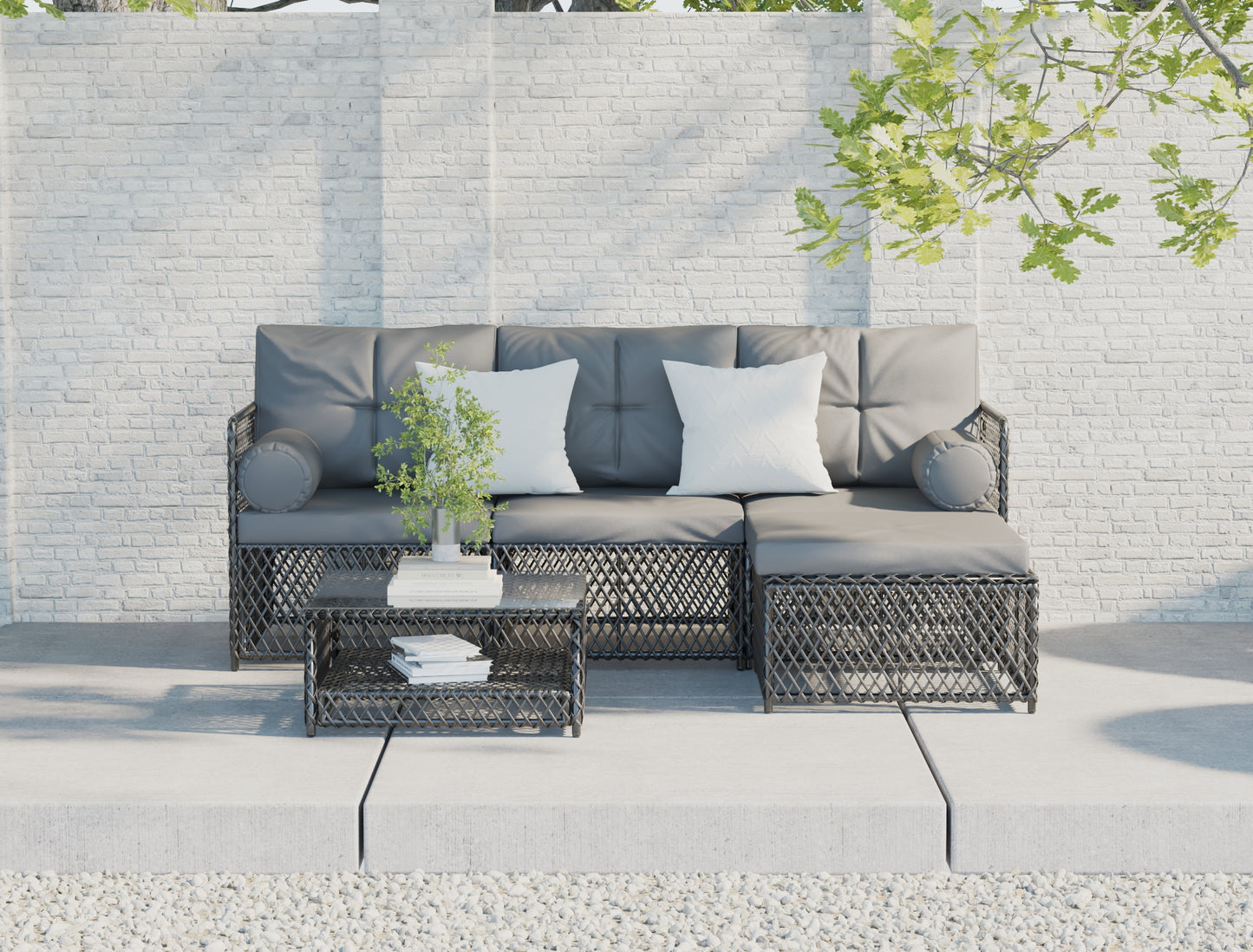 Acacia Black 5 Piece Outdoor Wooden Lounge Set