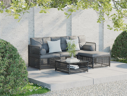 Acacia Black 5 Piece Outdoor Wooden Lounge Set