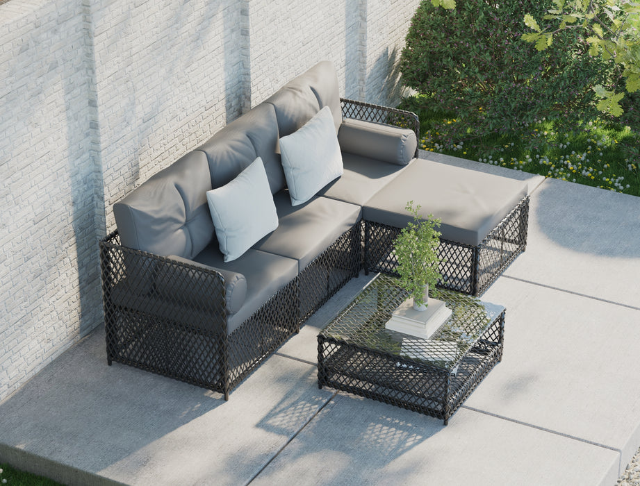 Acacia Black 5 Piece Outdoor Wooden Lounge Set