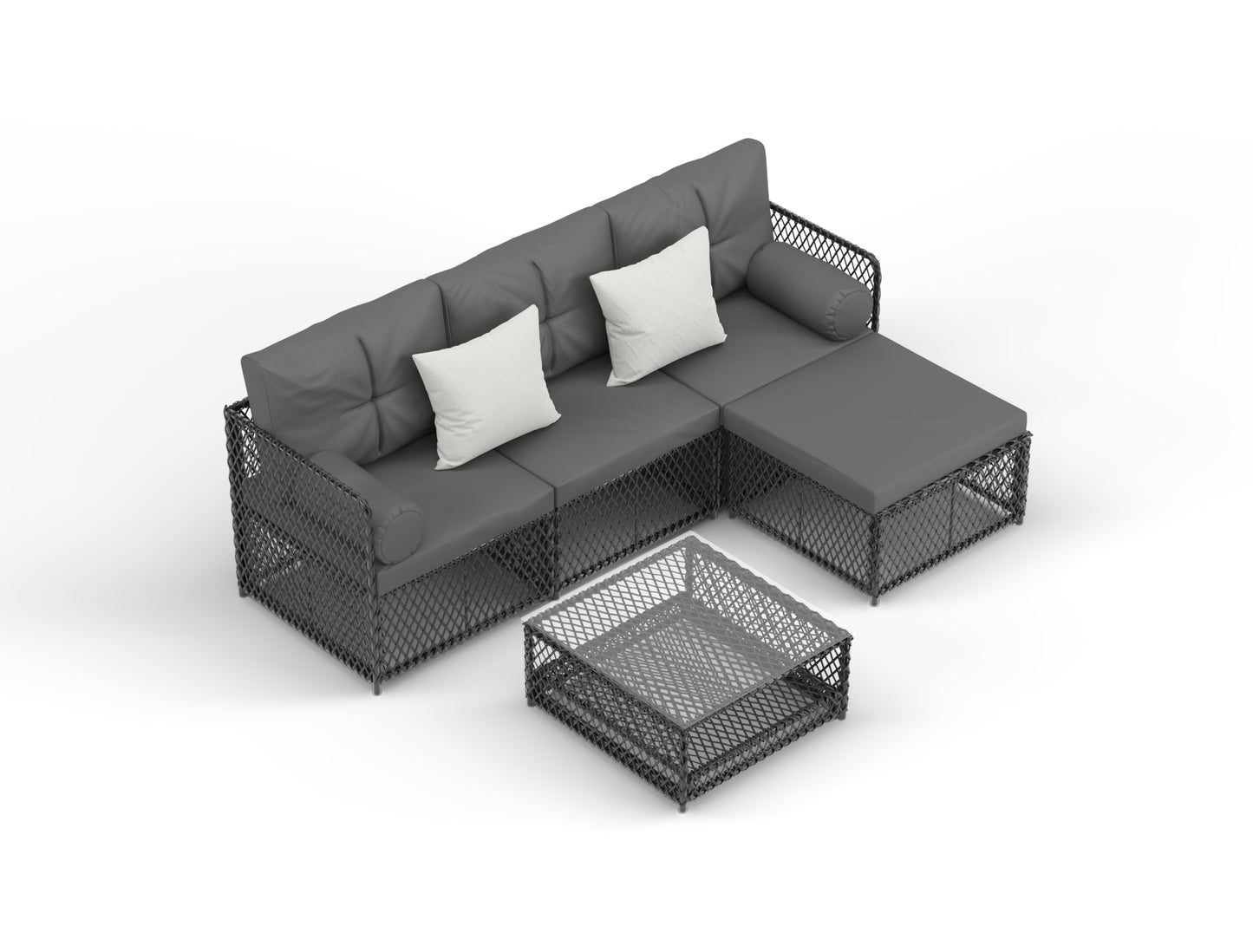 Acacia Black 5 Piece Outdoor Wooden Lounge Set