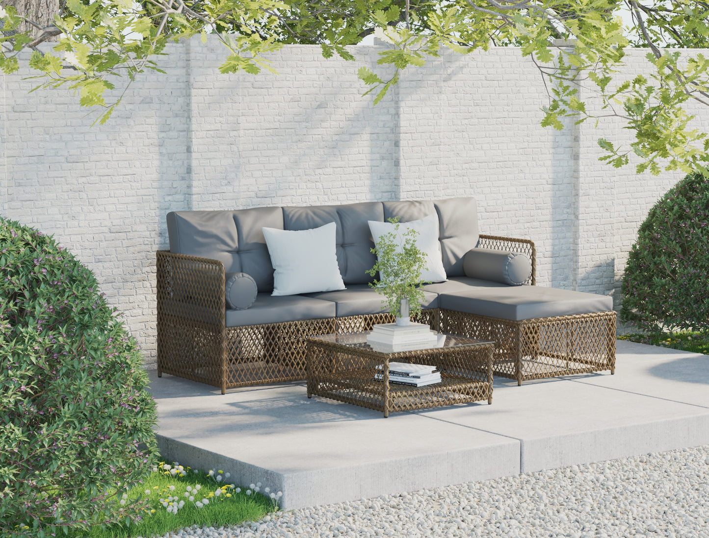 Acacia Brown 5 Piece Outdoor Wooden Lounge Set