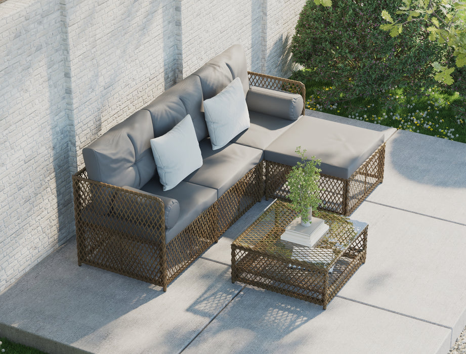 Acacia Brown 5 Piece Outdoor Wooden Lounge Set