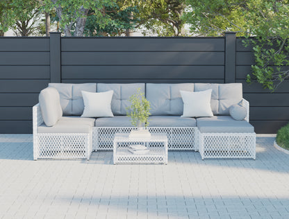 Acacia White 7 Piece Outdoor Wooden Lounge Set