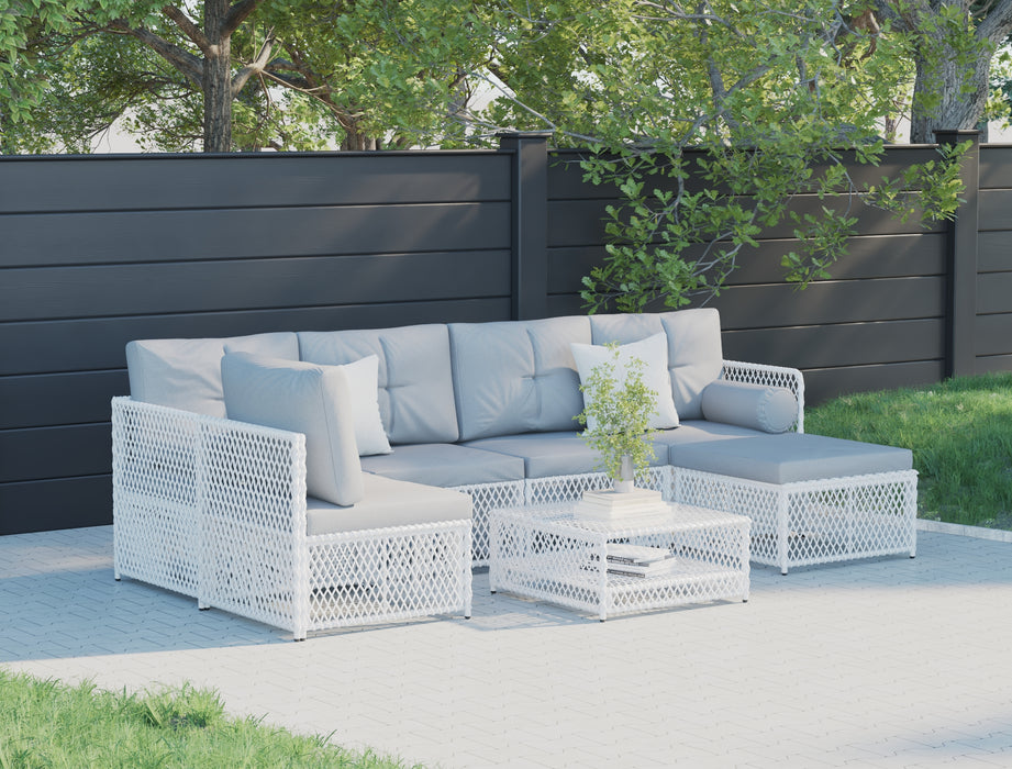 Acacia White 7 Piece Outdoor Wooden Lounge Set